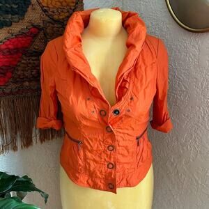 Vintage 80s Renfrew Bright Orange Puff Collar Jacket – Size 8, Made in USA